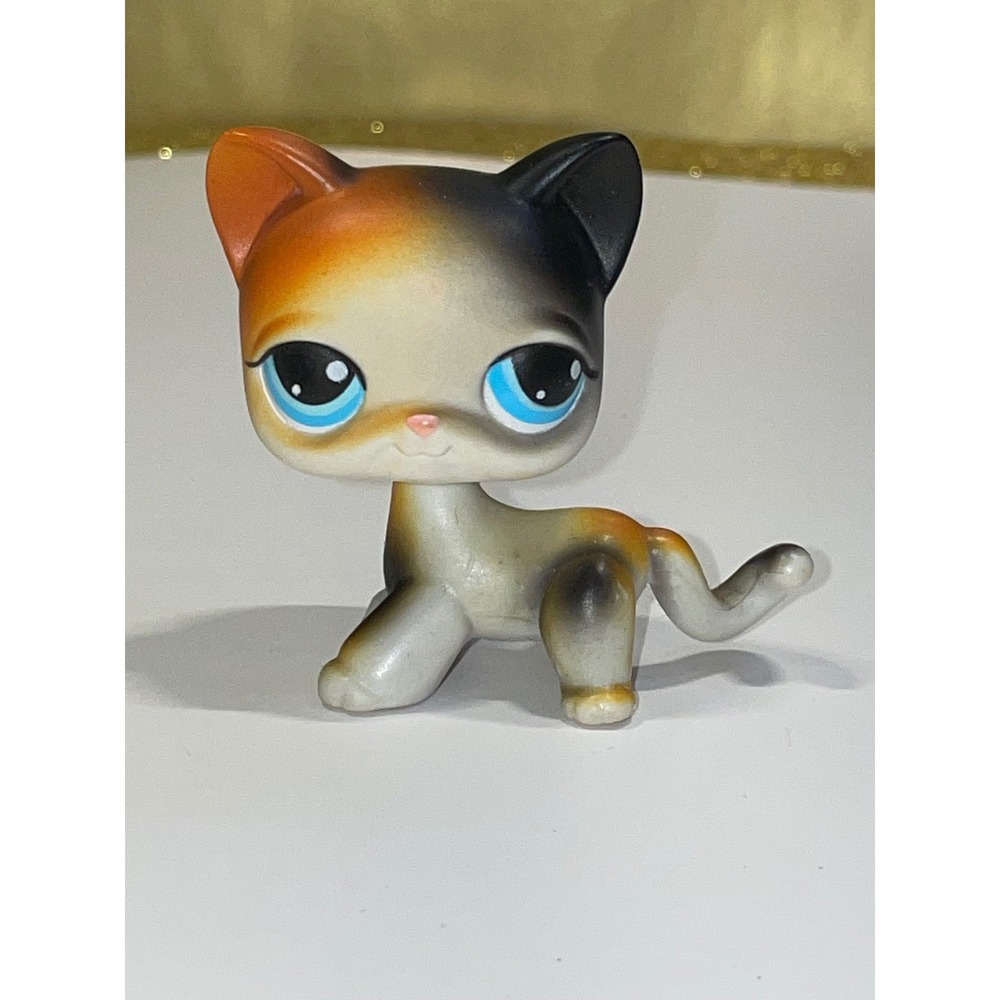 Littlest Pet Shop LPS Orange Black Calico‎ Cat #106 Blue Eyes Toy Hasbro